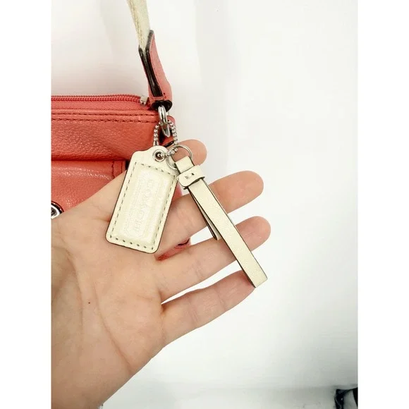 Coach Park Swingpack Pebbled Leather Crossbody Bag Coral Pink Front Pocket Small - Picture 3 of 10